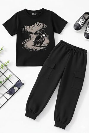 Boys Cotton Printed Regular Fit T-Shirt and Shorts Clothing Set (Pack of 1)-9-10 Years