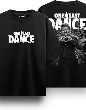 Vijay Tshirt for Men and Women | One Last Dance |  C .Joseph Vijay T Shirt | Cotton Printed Half Sleeve T-Shirt